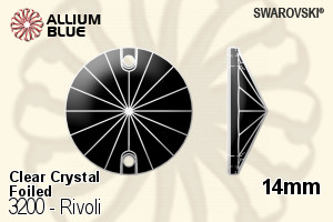 Swarovski Rivoli Sew-on Stone (3200) 14mm - Clear Crystal With Platinum Foiling - Haga Click en la Imagen para Cerrar