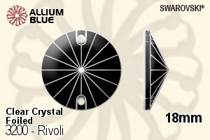 Swarovski Rivoli Sew-on Stone (3200) 18mm - Clear Crystal With Platinum Foiling - Click Image to Close
