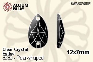Swarovski Pear-shaped Sew-on Stone (3230) 12x7mm - Clear Crystal With Platinum Foiling - Click Image to Close