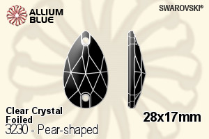 Swarovski Pear-shaped Sew-on Stone (3230) 28x17mm - Clear Crystal With Platinum Foiling - Haga Click en la Imagen para Cerrar