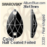 施华洛世奇 梨形 手缝石 (3230) 28x17mm - 颜色（半涂层） 白金水银底