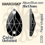 スワロフスキー Pear-shaped ソーオンストーン (3230) 28x17mm - カラー 裏面にホイル無し