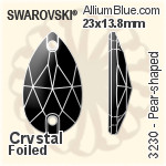 スワロフスキー Pear-shaped ソーオンストーン (3230) 23x13.8mm - クリスタル 裏面プラチナフォイル