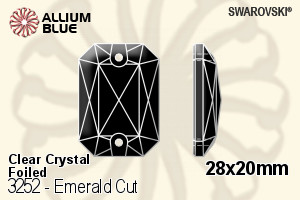 Swarovski Emerald Cut Sew-on Stone (3252) 28x20mm - Clear Crystal With Platinum Foiling - Haga Click en la Imagen para Cerrar