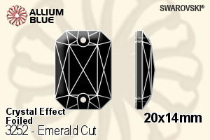 スワロフスキー Emerald カット ソーオンストーン (3252) 20x14mm - クリスタル エフェクト 裏面プラチナフォイル - ウインドウを閉じる