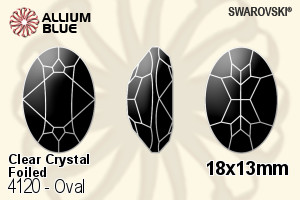 Swarovski Oval Fancy Stone (4120) 18x13mm - Clear Crystal With Platinum Foiling - Click Image to Close