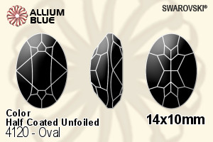 Swarovski Oval Fancy Stone (4120) 14x10mm - Color (Half Coated) Unfoiled - Click Image to Close