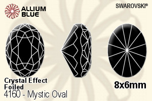 施华洛世奇 Mystic 椭圆形 花式石 (4160) 8x6mm - 白色（半涂层） 白金水银底