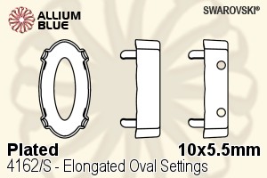 Swarovski Elongated Oval Settings (4162/S) 10x5.5mm - Plated - Click Image to Close