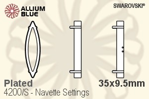 Swarovski Navette Settings (4200/S) 35x9.5mm - Plated - Haga Click en la Imagen para Cerrar