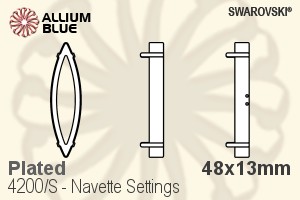 Swarovski Navette Settings (4200/S) 48x13mm - Plated - Haga Click en la Imagen para Cerrar