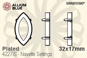 Swarovski Navette Settings (4227/S) 32x17mm - Plated - Click Image to Close