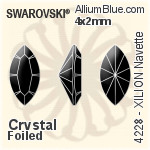 施華洛世奇XILION施亮馬眼形 花式石 (4228) 4x2mm - 透明白色 白金水銀底