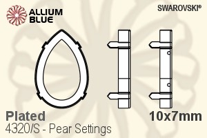 Swarovski Pear Settings (4320/S) 10x7mm - Plated - Haga Click en la Imagen para Cerrar
