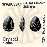 スワロフスキー Pear-shaped ファンシーストーン (4320) 8x6mm - クリスタル 裏面プラチナフォイル