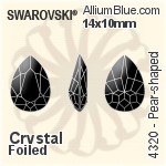 施华洛世奇 梨形 花式石 (4320) 14x10mm - 透明白色 白金水银底