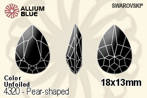 スワロフスキー Pear-shaped ファンシーストーン (4320) 18x13mm - カラー 裏面にホイル無し