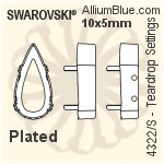 スワロフスキー Teardropファンシーストーン石座 (4322/S) 10x5mm - メッキ