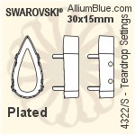 スワロフスキー Teardropファンシーストーン石座 (4322/S) 30x15mm - メッキ