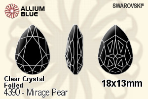 Swarovski Mirage Pear Fancy Stone (4390) 18x13mm - Clear Crystal With Platinum Foiling - Click Image to Close