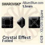 施华洛世奇XILION施亮正方形 花式石 (4428) 1.5mm - 白色（半涂层） 白金水银底
