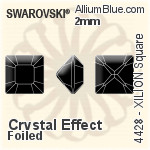 施華洛世奇XILION施亮正方形 花式石 (4428) 2mm - 白色（半塗層） 白金水銀底