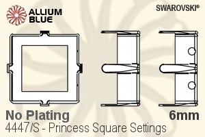 Swarovski Princess Square Settings (4447/S) 6mm - No Plating - Click Image to Close