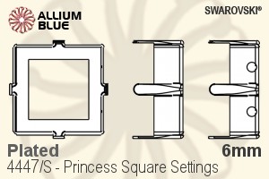 Swarovski Princess Square Settings (4447/S) 6mm - Plated - Click Image to Close
