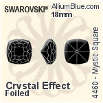 Swarovski Mystic Square Fancy Stone (4460) 18mm - Crystal Effect With Platinum Foiling