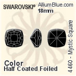 Swarovski Mystic Square Fancy Stone (4460) 18mm - Color (Half Coated) With Platinum Foiling