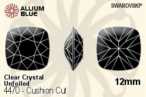 Swarovski Cushion Cut Fancy Stone (4470) 12mm - Clear Crystal Unfoiled - Click Image to Close