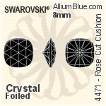 施華洛世奇 玫瑰式切割 Cushion 花式石 (4471) 8mm - 透明白色 白金水銀底