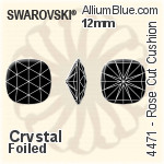 施华洛世奇 玫瑰式切割 Cushion 花式石 (4471) 12mm - 透明白色 白金水银底
