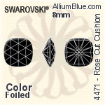 スワロフスキー Rose カット Cushion ファンシーストーン (4471) 8mm - カラー 裏面プラチナフォイル