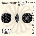 スワロフスキー Rose カット Cushion ファンシーストーン (4471) 12mm - カラー 裏面プラチナフォイル