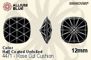 Swarovski Rose Cut Cushion Fancy Stone (4471) 12mm - Color (Half Coated) Unfoiled - Click Image to Close
