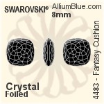 Swarovski Fantasy Cushion Fancy Stone (4483) 8mm - Clear Crystal With Platinum Foiling