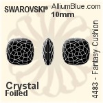 Swarovski Fantasy Cushion Fancy Stone (4483) 10mm - Clear Crystal With Platinum Foiling
