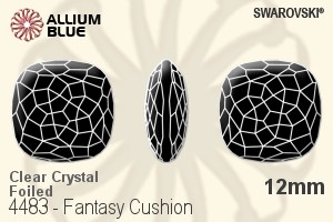 Swarovski Fantasy Cushion Fancy Stone (4483) 12mm - Clear Crystal With Platinum Foiling - Click Image to Close