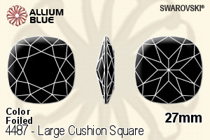 スワロフスキー Large Cushion Square ファンシーストーン (4487) 27mm - カラー 裏面プラチナフォイル