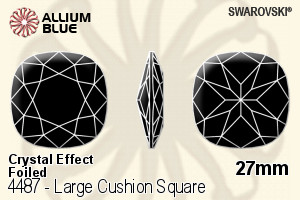 施华洛世奇 Large Cushion 正方形 花式石 (4487) 27mm - 白色（半涂层） 白金水银底