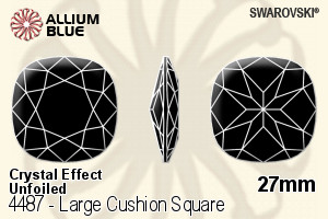 施華洛世奇 Large Cushion 正方形 花式石 (4487) 27mm - 白色（半塗層） 無水銀底