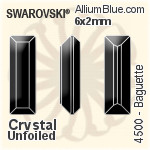施華洛世奇 長方 花式石 (4500) 6x2mm - 透明白色 無水銀底