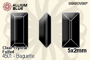 Swarovski Baguette Fancy Stone (4501) 5x2mm - Clear Crystal With Platinum Foiling - Haga Click en la Imagen para Cerrar