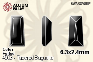 スワロフスキー Tapered Baguette ファンシーストーン (4503) 6.3x2.4mm - カラー 裏面プラチナフォイル - ウインドウを閉じる