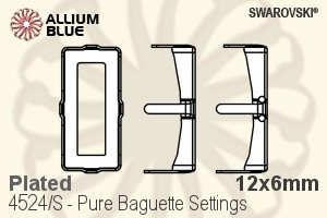Swarovski Pure Baguette Settings (4524/S) 12x6mm - Plated - Haga Click en la Imagen para Cerrar