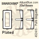 Swarovski Pure Baguette Settings (4524/S) 23x11mm - Plated