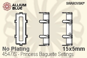 スワロフスキー Princess Baguetteファンシーストーン石座 (4547/S) 15x5mm - メッキなし - ウインドウを閉じる