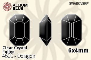 Swarovski Octagon Fancy Stone (4600) 6x4mm - Clear Crystal With Platinum Foiling - Click Image to Close