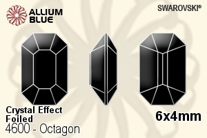 Swarovski Octagon Fancy Stone (4600) 6x4mm - Crystal Effect With Platinum Foiling